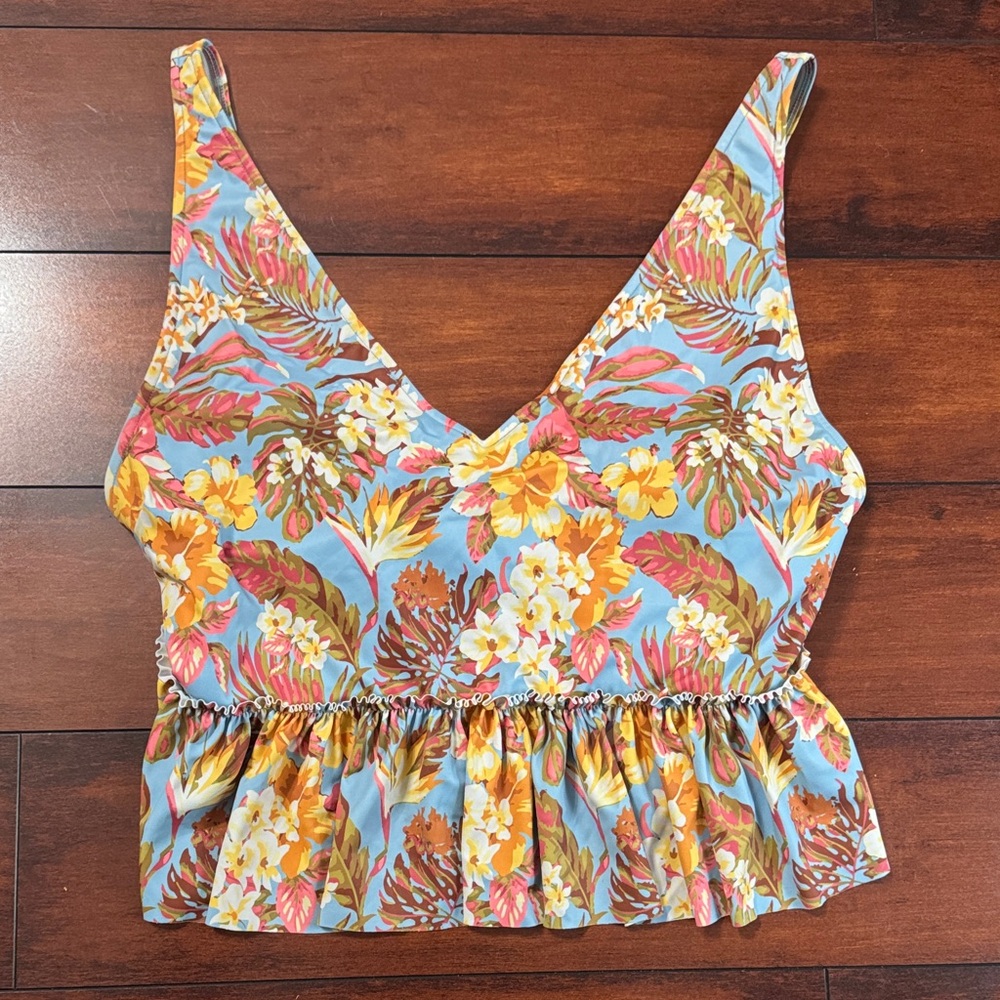 Kortni Jeane Tropical Floral Swim Crop Top